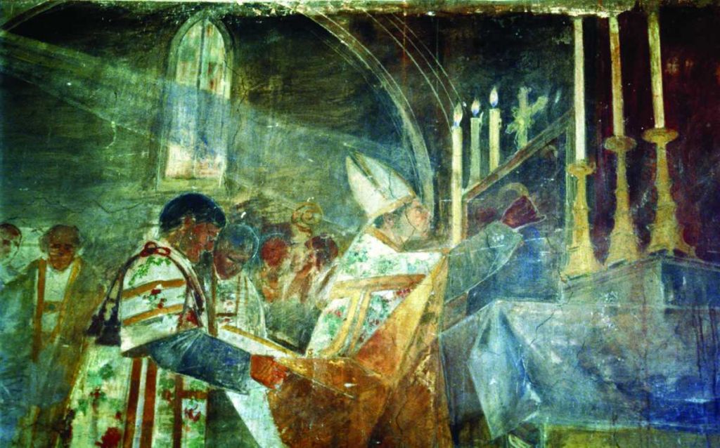 A pálos kép oltárra emelése freskón (Fotó: Horváth Zoltán György)