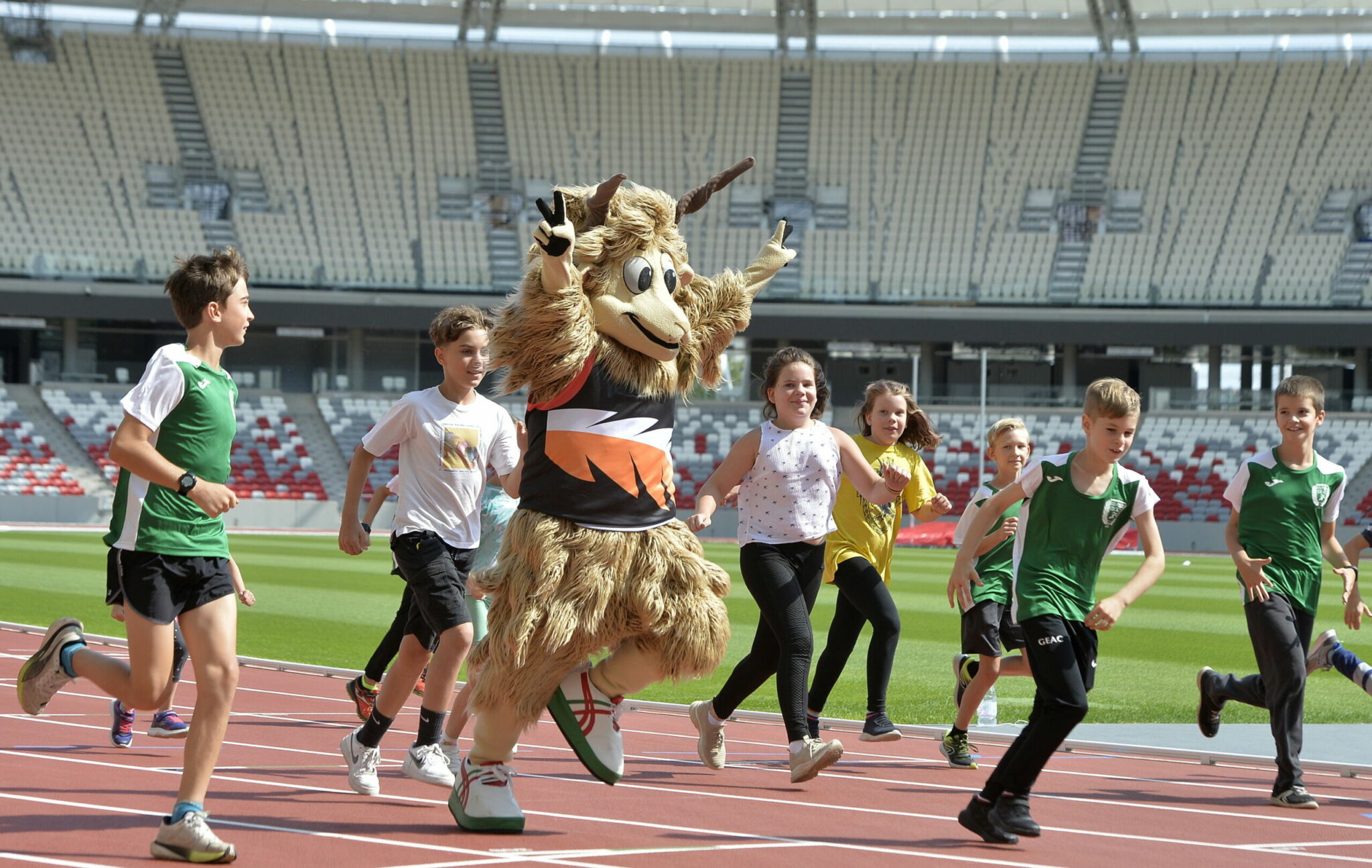The IAAF World Cup mascot, Youhuu, is introduced